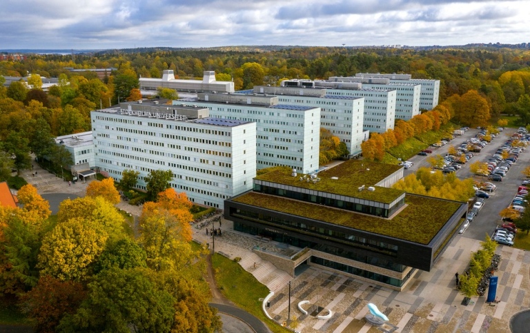 Aerial view of the southern houses at Stockholm University
